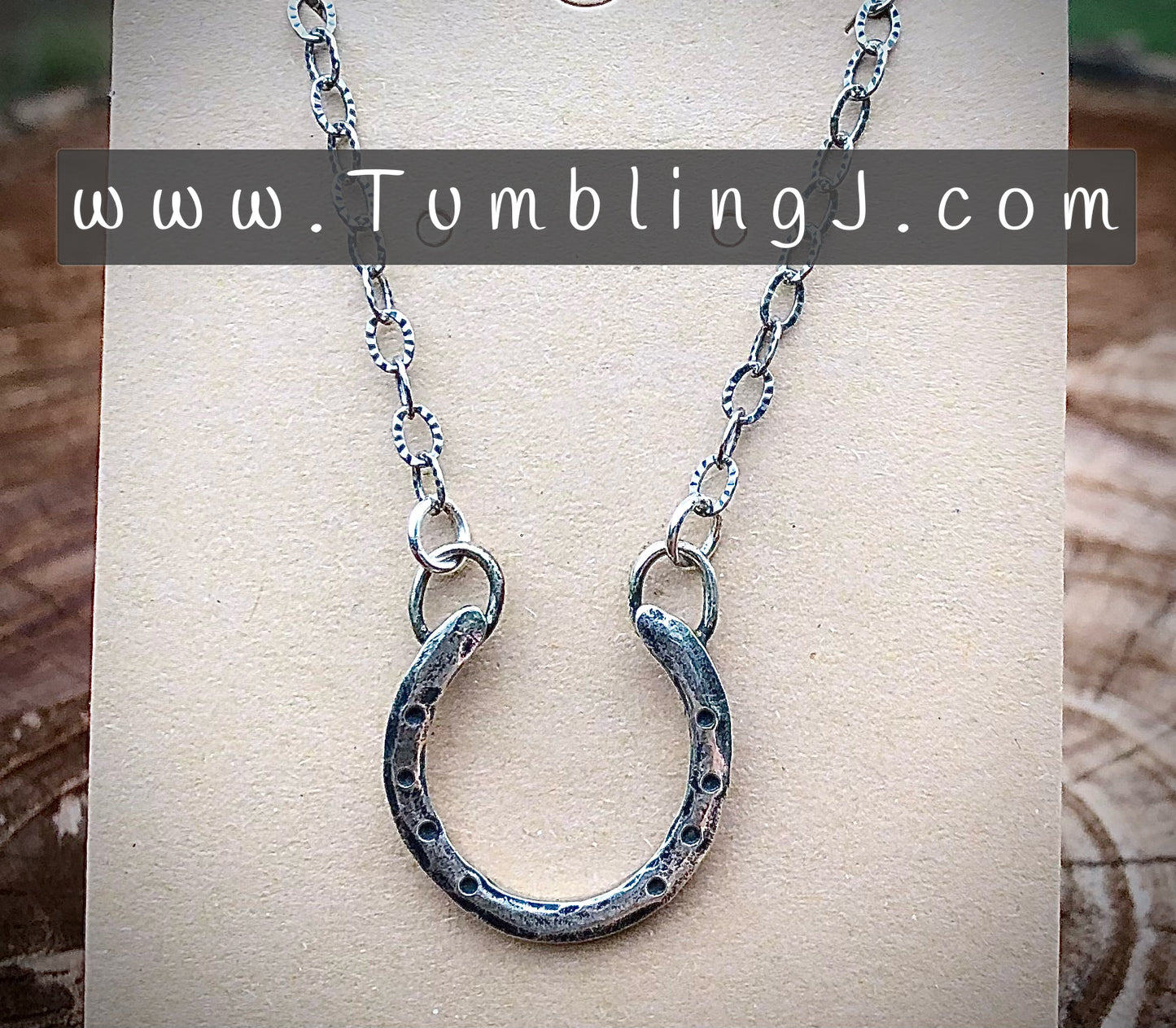 Sterling Silver Forged Horseshoe Necklace