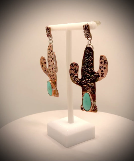 Copper cactus earrings