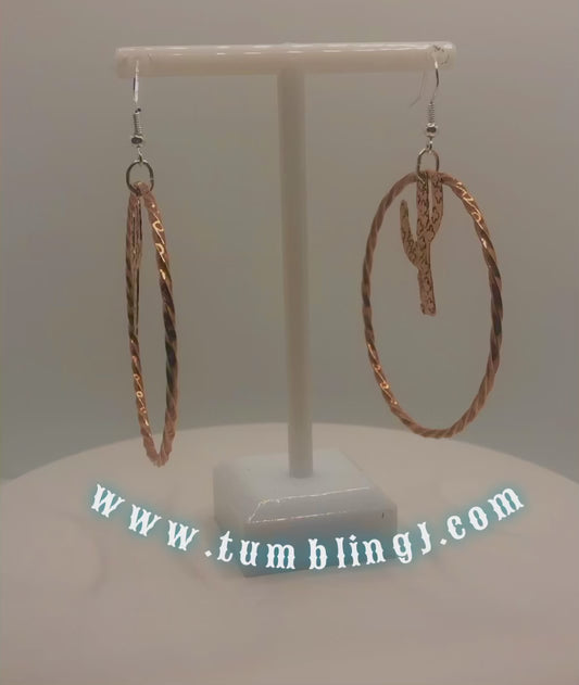 Cactus Copper Hoops