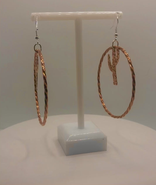 Cactus Copper Hoops