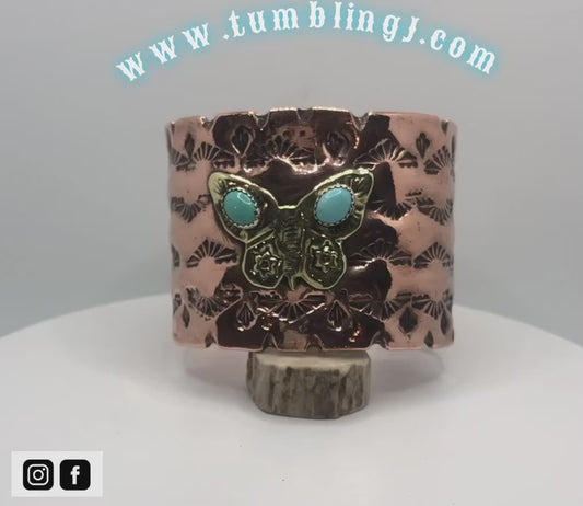 Copper Stamped Butterfly Cuff